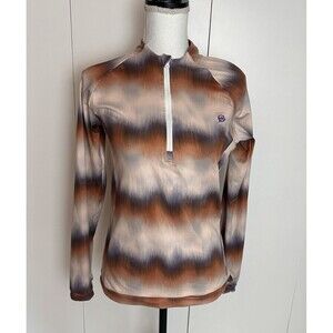 Born Outdoor 1/2 Zip Long Sleeve Stretch Ombré Pattern Thumbholes M Hiking Top